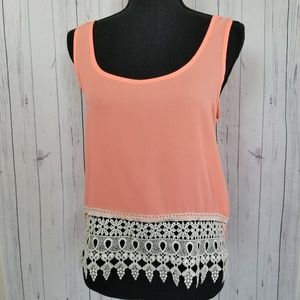 🌹 TOBI (One Size) Coral Top with Crochet Deco